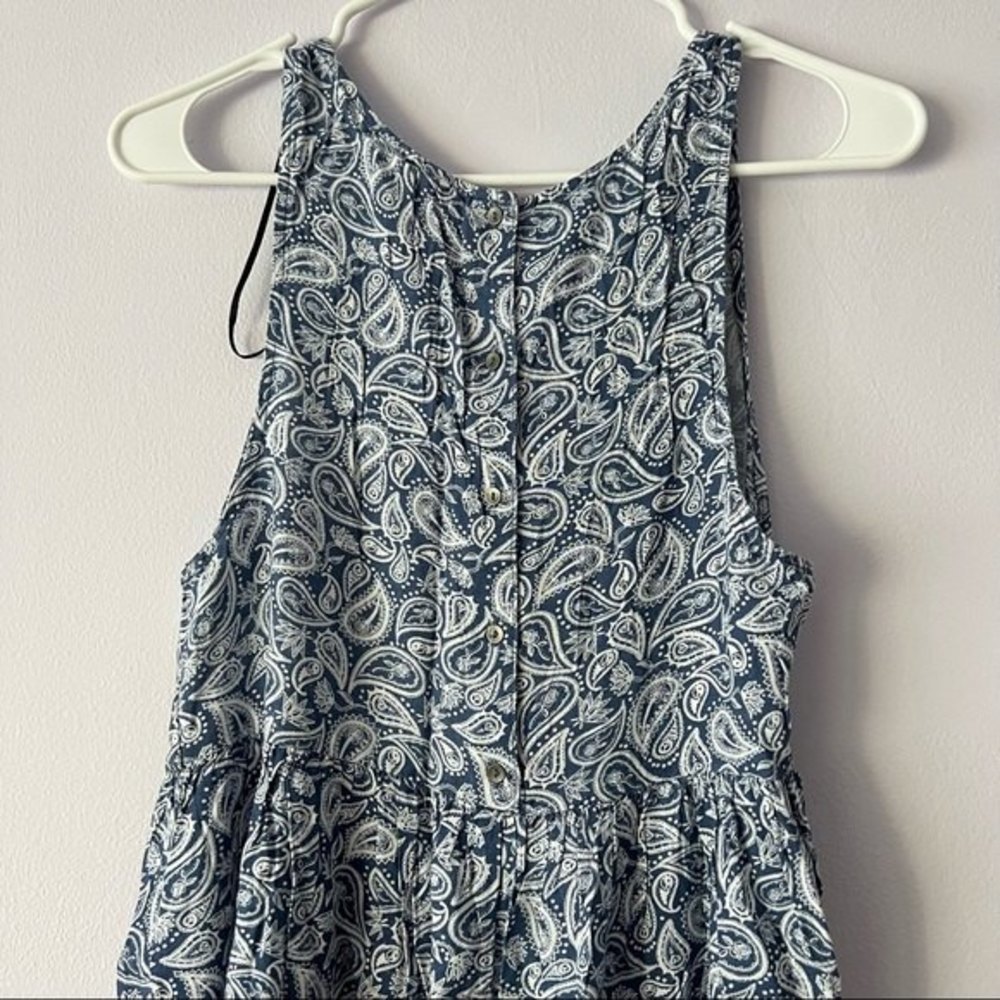 🍉 H&M Paisley Print Boho Sleeveless Button Down Back Flare Dress - Picture 6 of 8